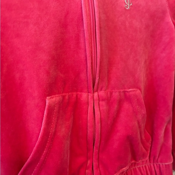 Juicy Couture kids pink velour jacket with bling on back size S (7) - Picture 3 of 12